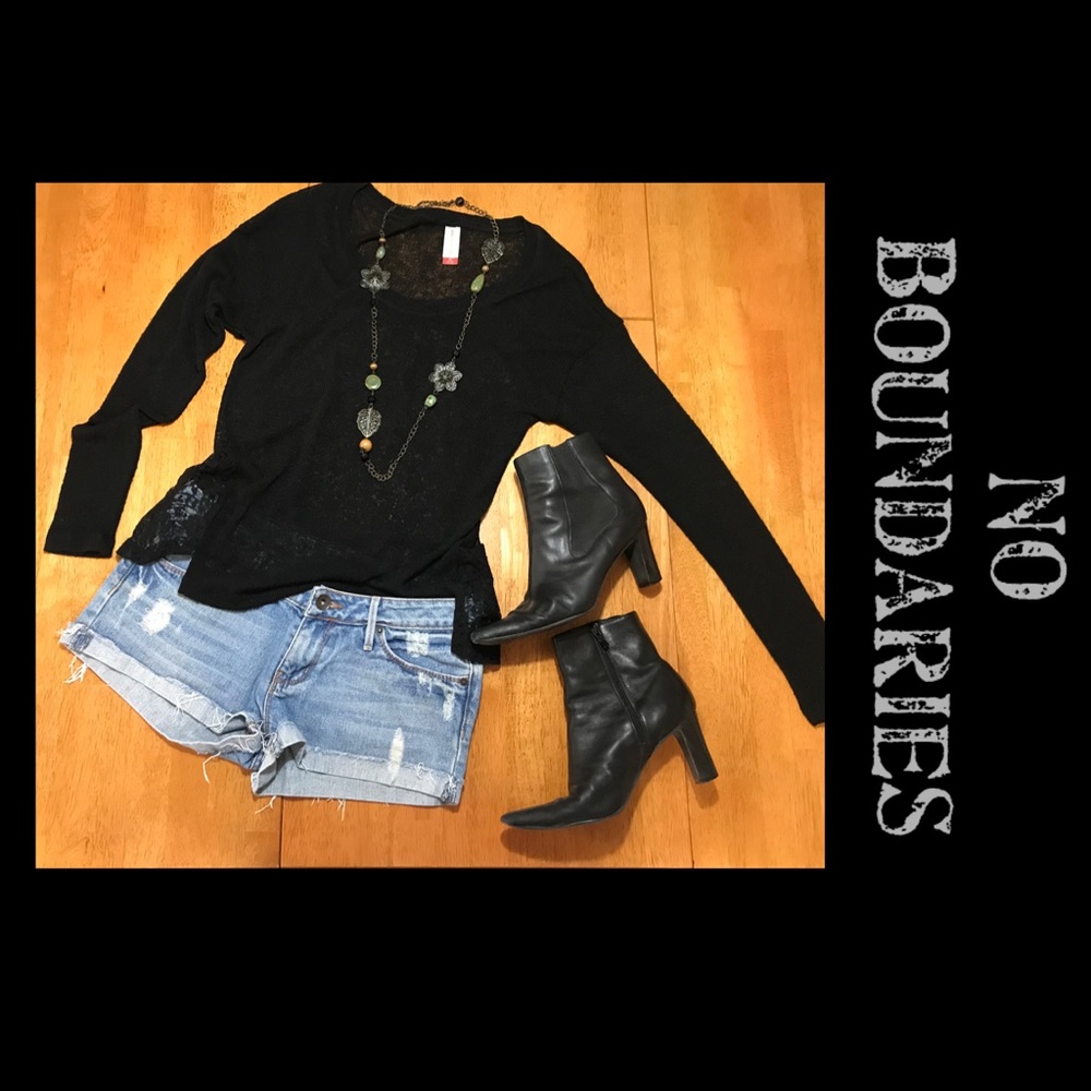 No Boundaries Black Sheer Long Sleeve